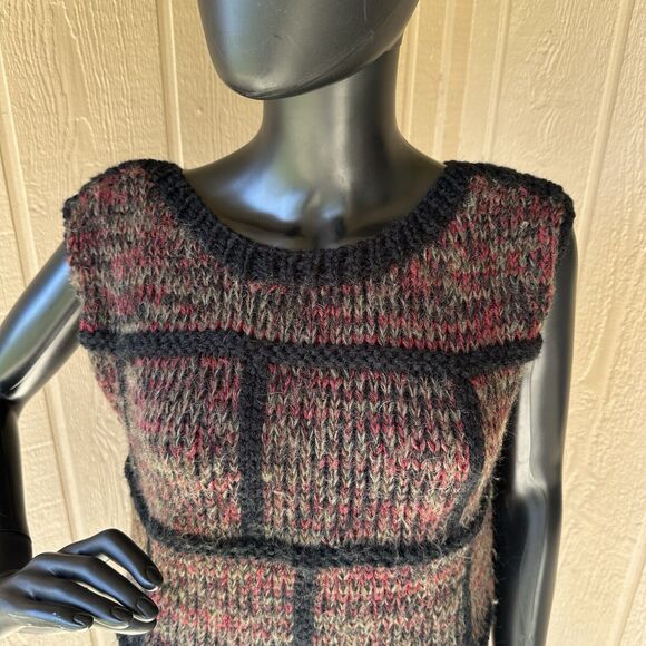 Vintage Sheridan Unique Inc. Sweater Vest Womens‎ Large Square Knit Acrylic Wool - Picture 2 of 5